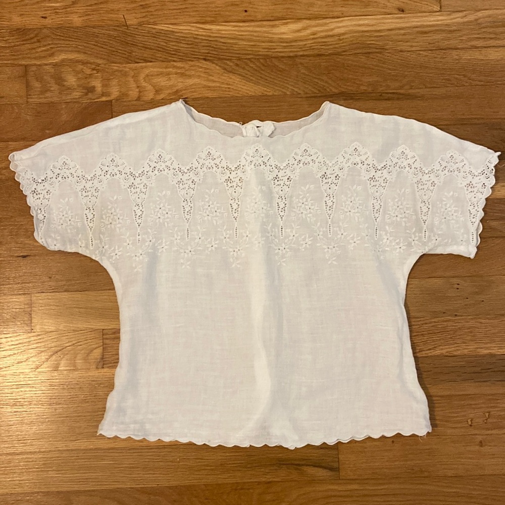 Vintage white eyelet button-back top